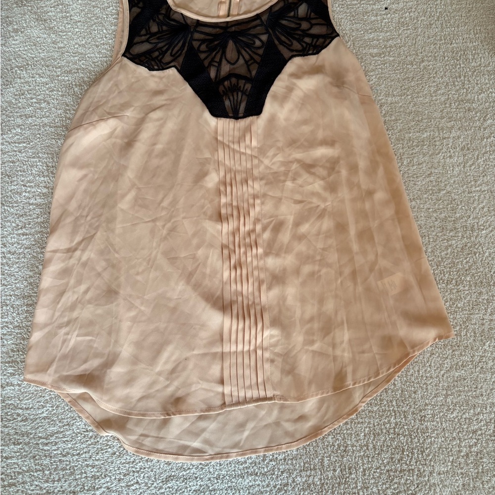 Daniel Rainn Peach Blouse with Lace Accents